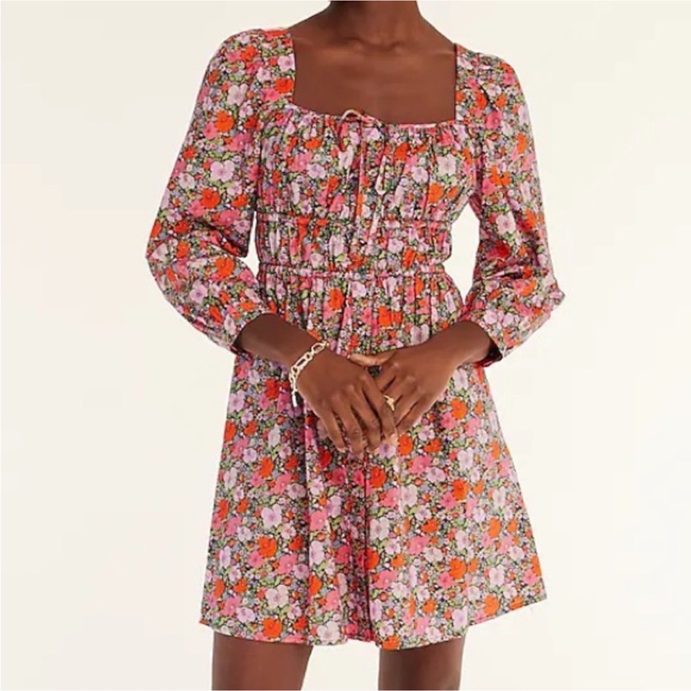 J. Crew Liberty of London Floral Mini Dress - Pink and Orange